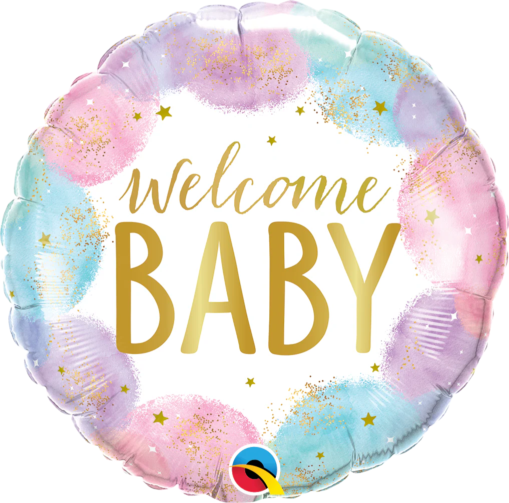 18" Welcome Baby Watercolor Foil Balloon