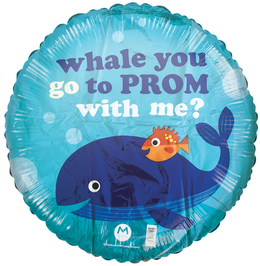 18" Whale You Go To The Prom With Me? Foil Balloon