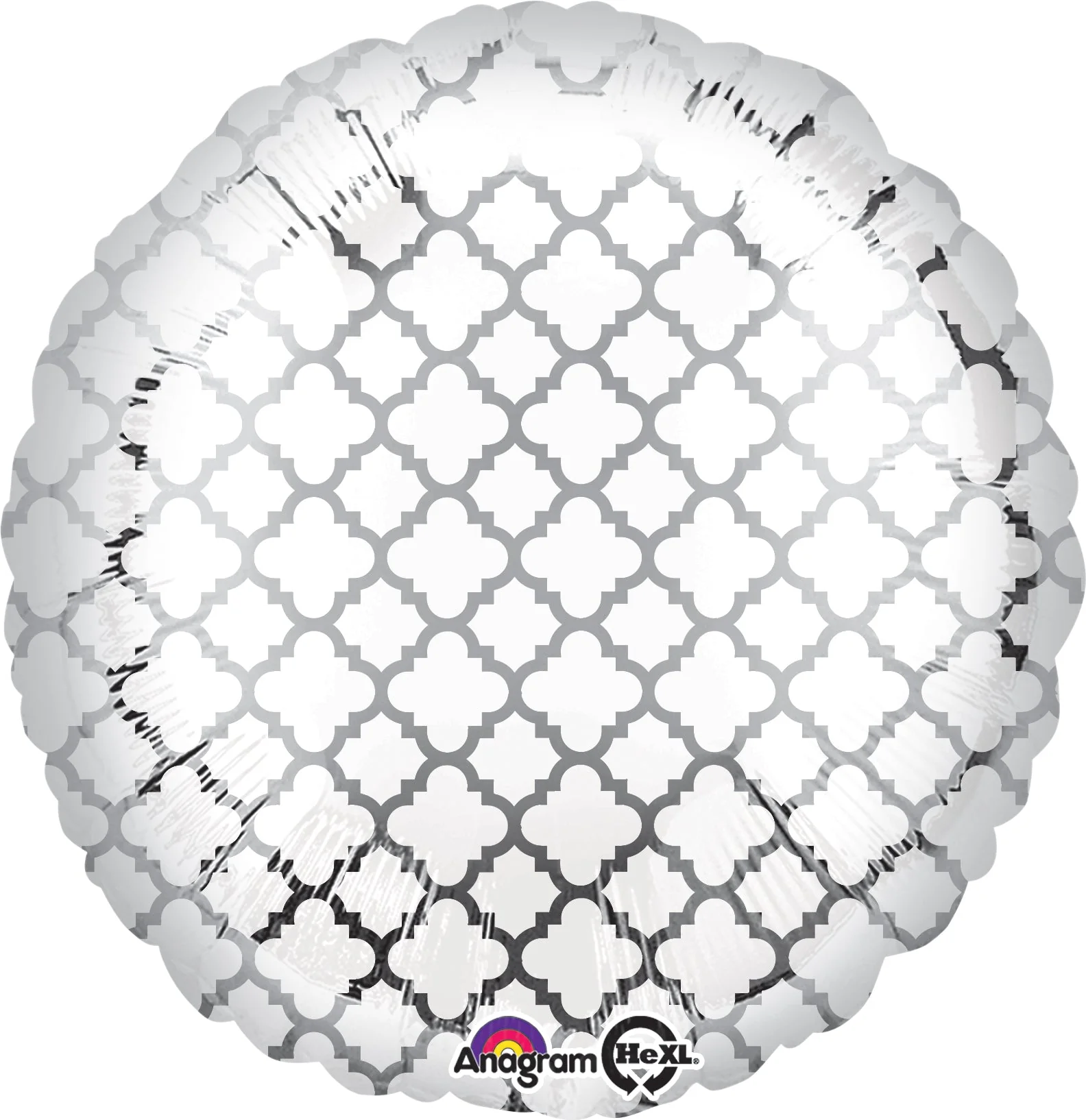 18" White and Silver quatrefoil Balloon