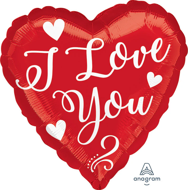 18" White Love Script Foil Balloon