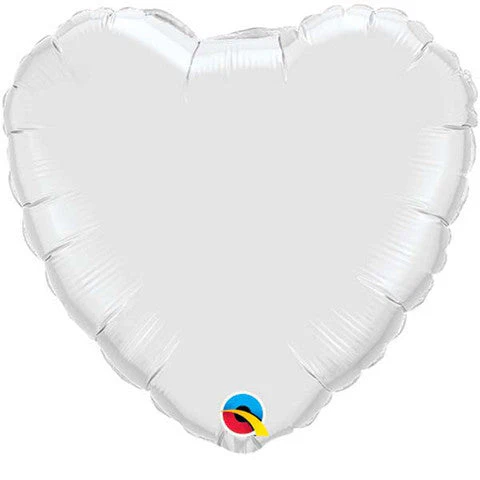 18" White Solid Color Heart Balloon