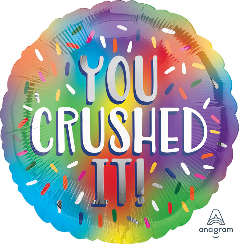18" You Crushed It Rainbow Foil Balloon