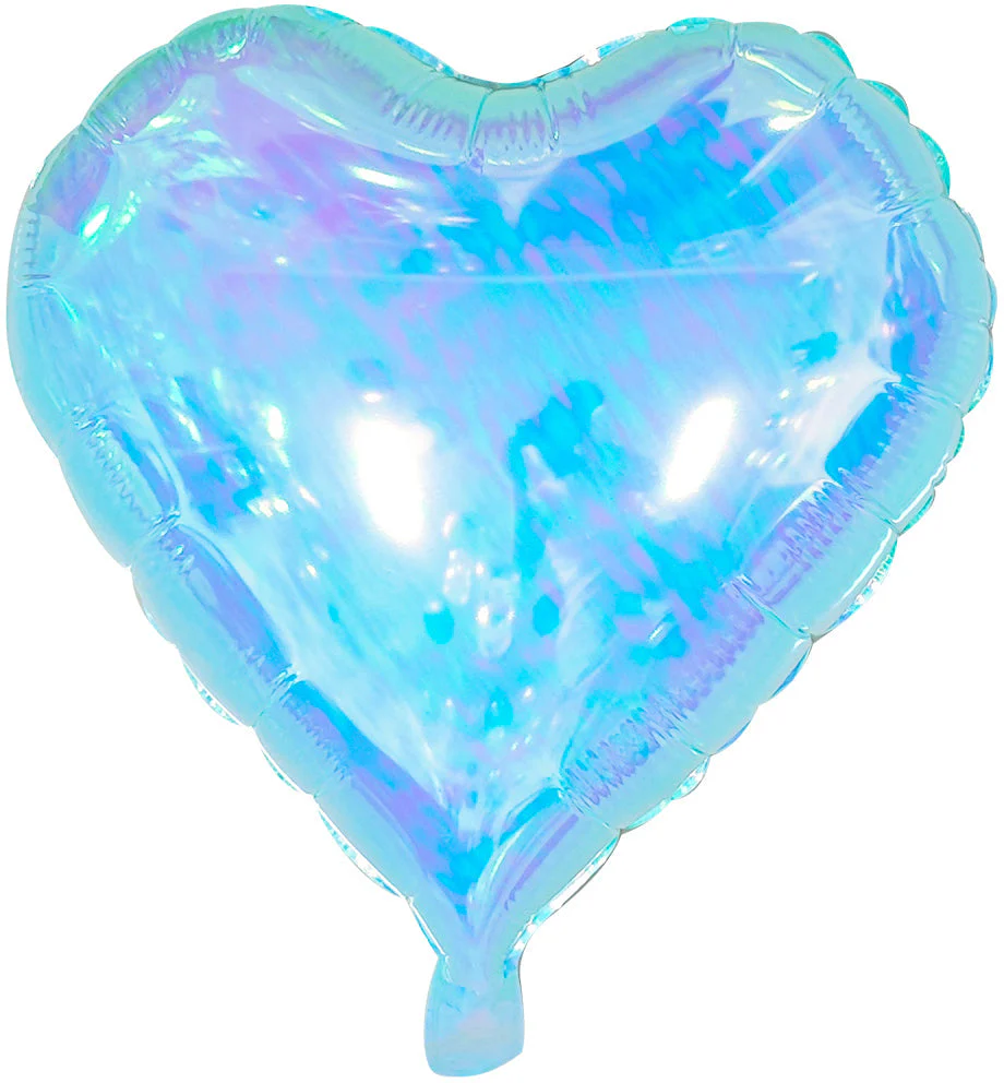 18" Airfill Decor Only Pearl Lustrous Iridescent Blue Heart Balloon