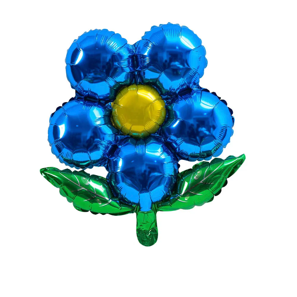 18" Airfill Only Flower Foil With Leaves Balloon Blue