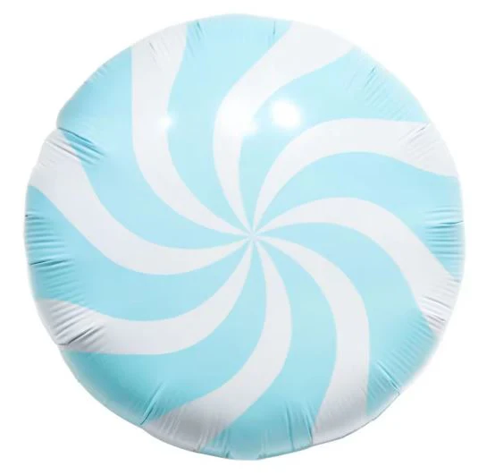 18" Pastel Blue Colour Wheel Candy Swirl Foil Balloon