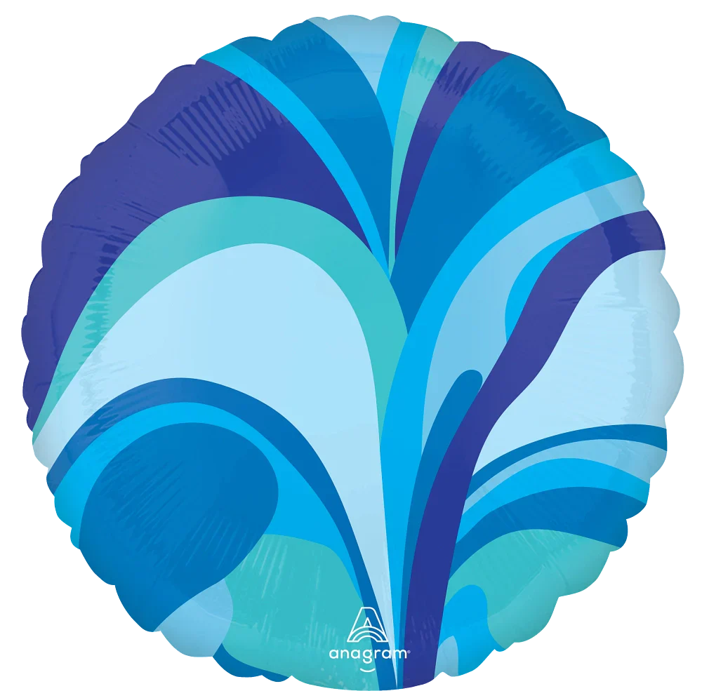 18" Blue Macro Marble Foil Balloon