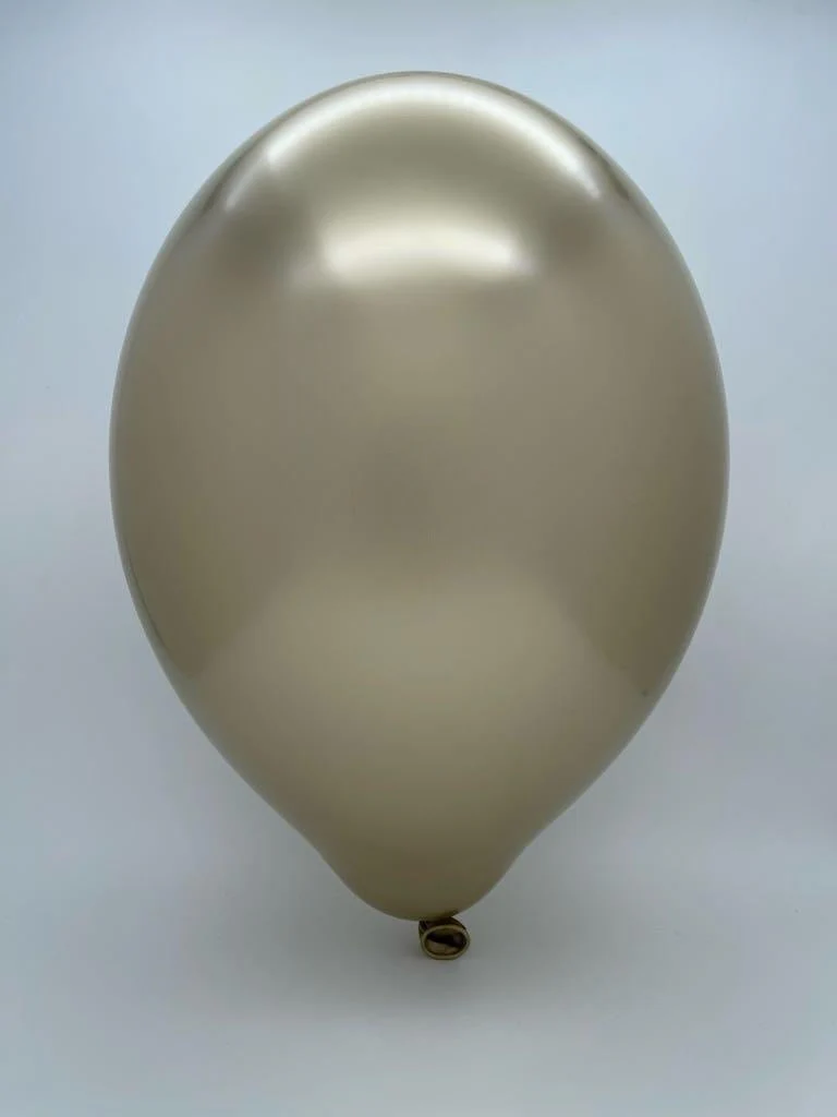 18" Cattex Brand Titanium (Chrome/Mirror) Light Gold Latex Balloons (25 Per Bag) - Image 2