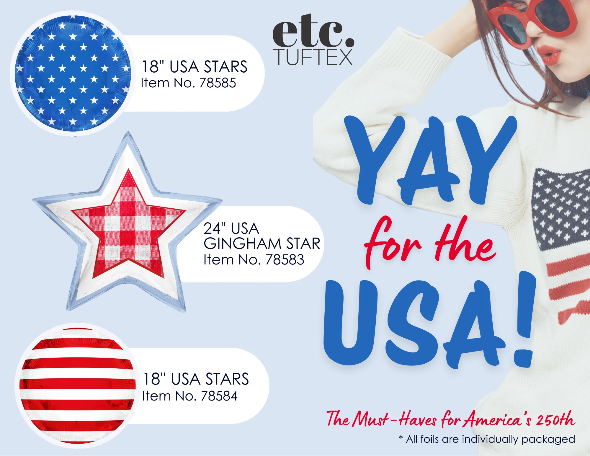 18" Circle USA Patriotic Stars Foil Balloon - Image 2