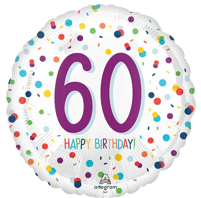 18" Confetti Birthday 60 Foil Balloon