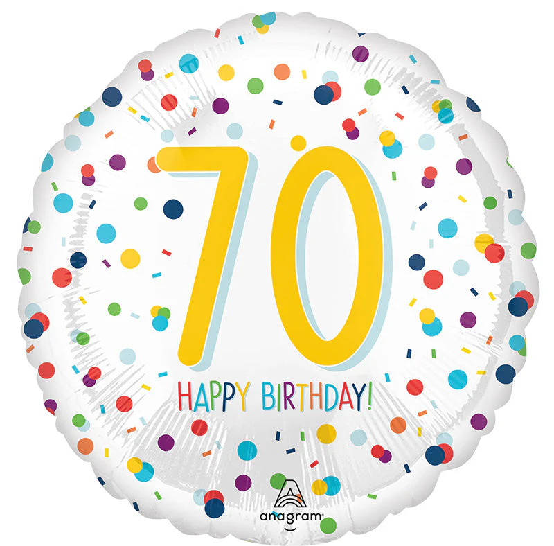 18" Confetti Birthday 70 Foil Balloon