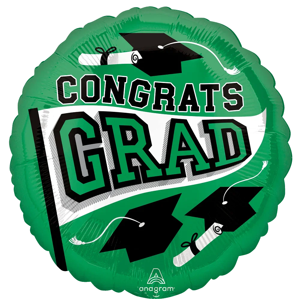 18" Graduation School Colors Be True to Your School - Green Foil Balloon