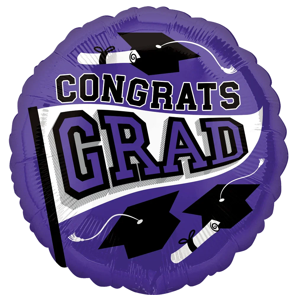 18" Graduation School Colors Be True to Your School - Purple Foil Balloon