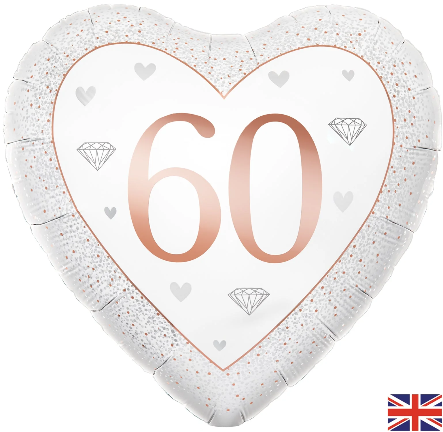 18" Happy 60th Anniversary Heart Diamond Oaktree Foil Balloon