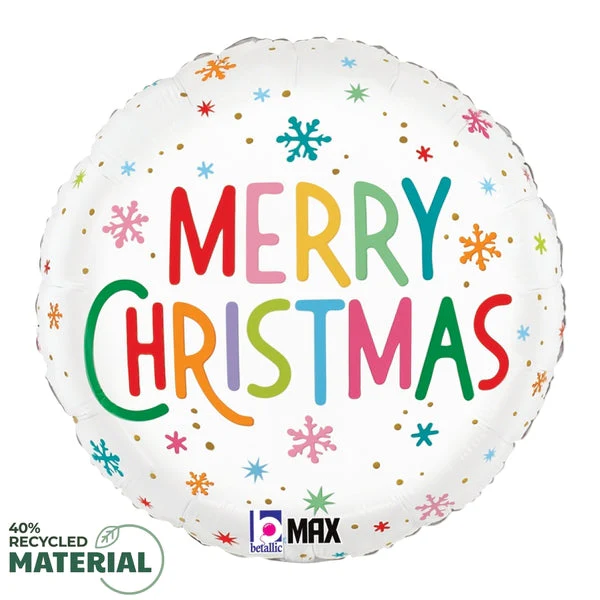 18" MAX Float Round Christmas Colorful Snowflakes Foil Balloon