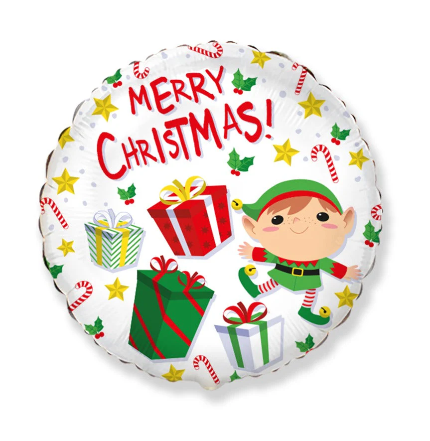 18" Merry Christmas Elf Foil Balloon