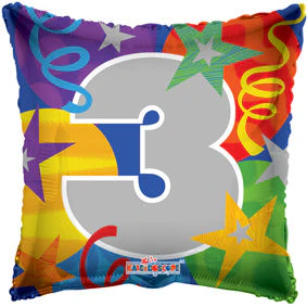 18" Number 3 Square Foil Balloon