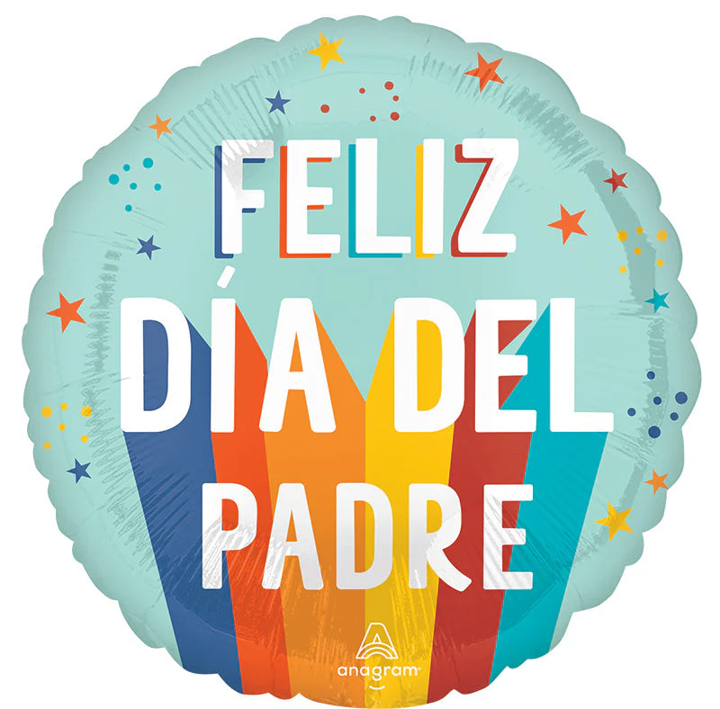 18" Playful Stripes Feliz Dia Del Padre Foil Balloon