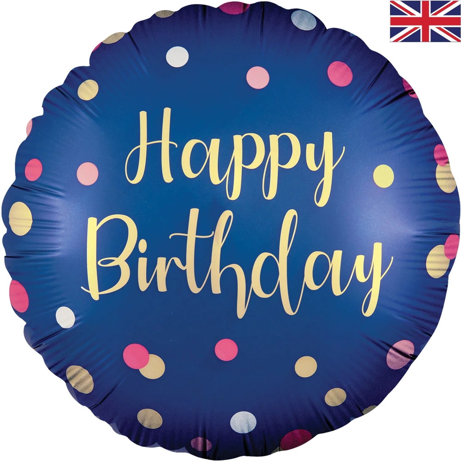 18" Polka Navy Pink Birthday Oaktree Brand Mylar/Foil Balloon