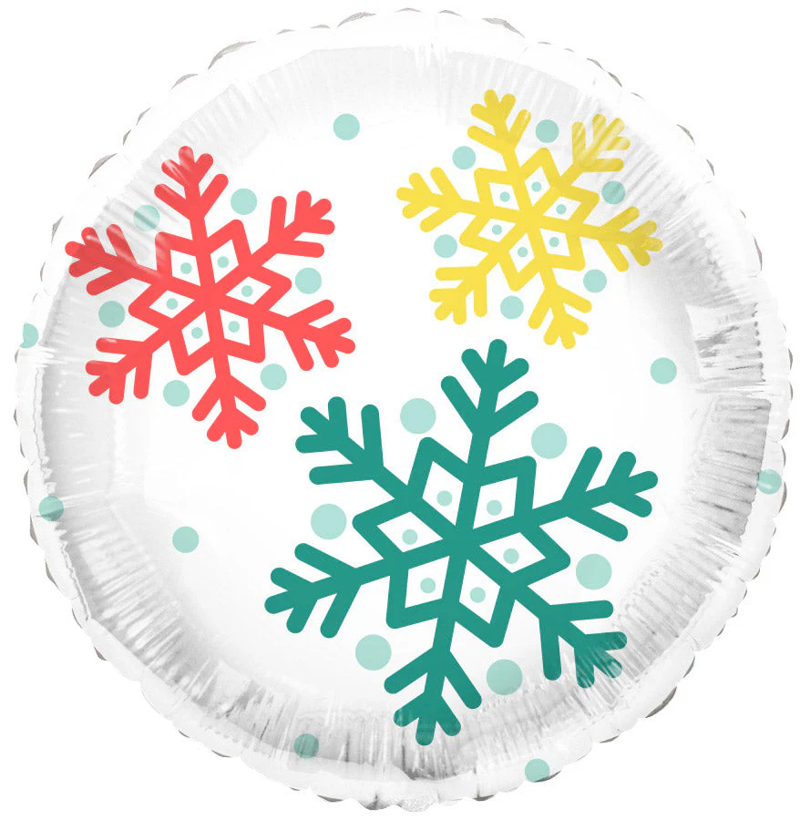 18" Round Feelin Festive Snowflake Foil Balloon