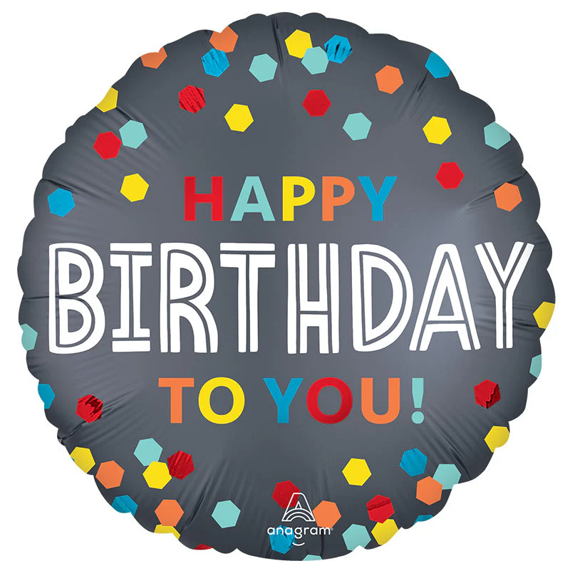 18" Satin Confetti Burst Birthday Foil Balloon