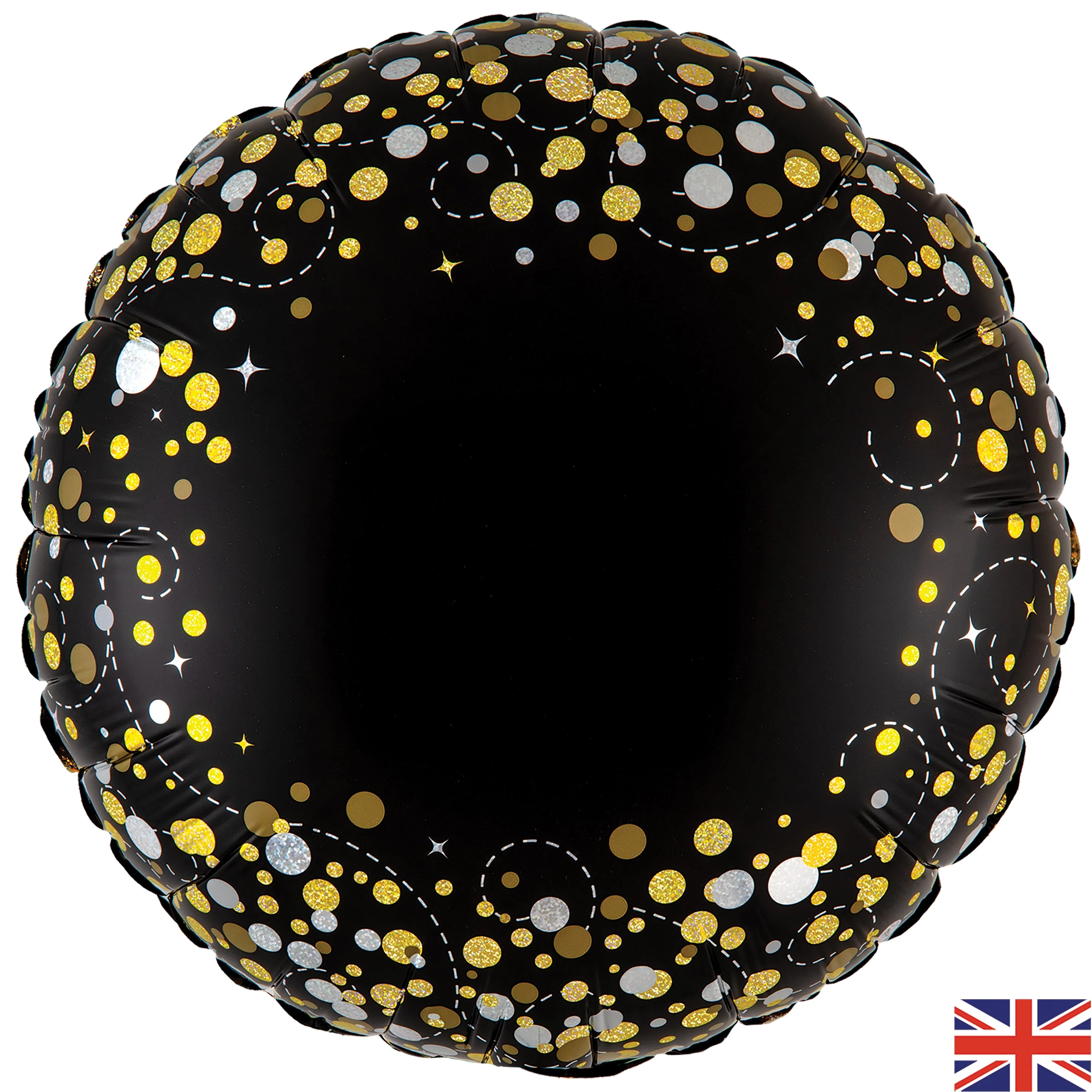 18" Sparkling Fizz Black Gold No Message Holographic Oaktree Brand Foil Balloon