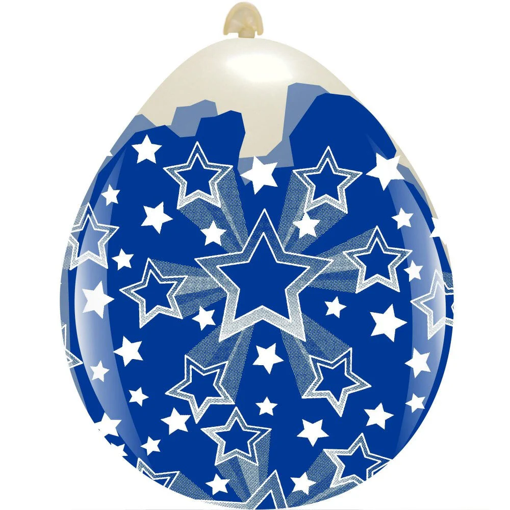 18" Stars Gradient All Around (10 Per Bag) Cattex Brand Printed Latex Stuffing Balloons