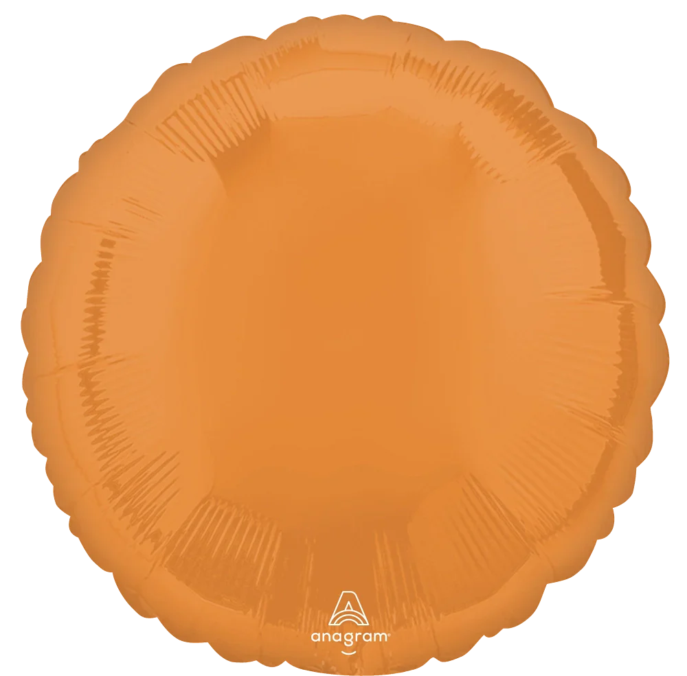 18" Vibrant Circle Round Orange Foil Balloon