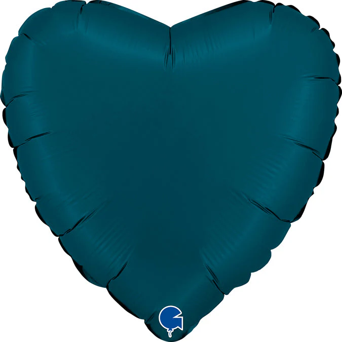 18" Heart Satin Petrol Blue Foil Balloon