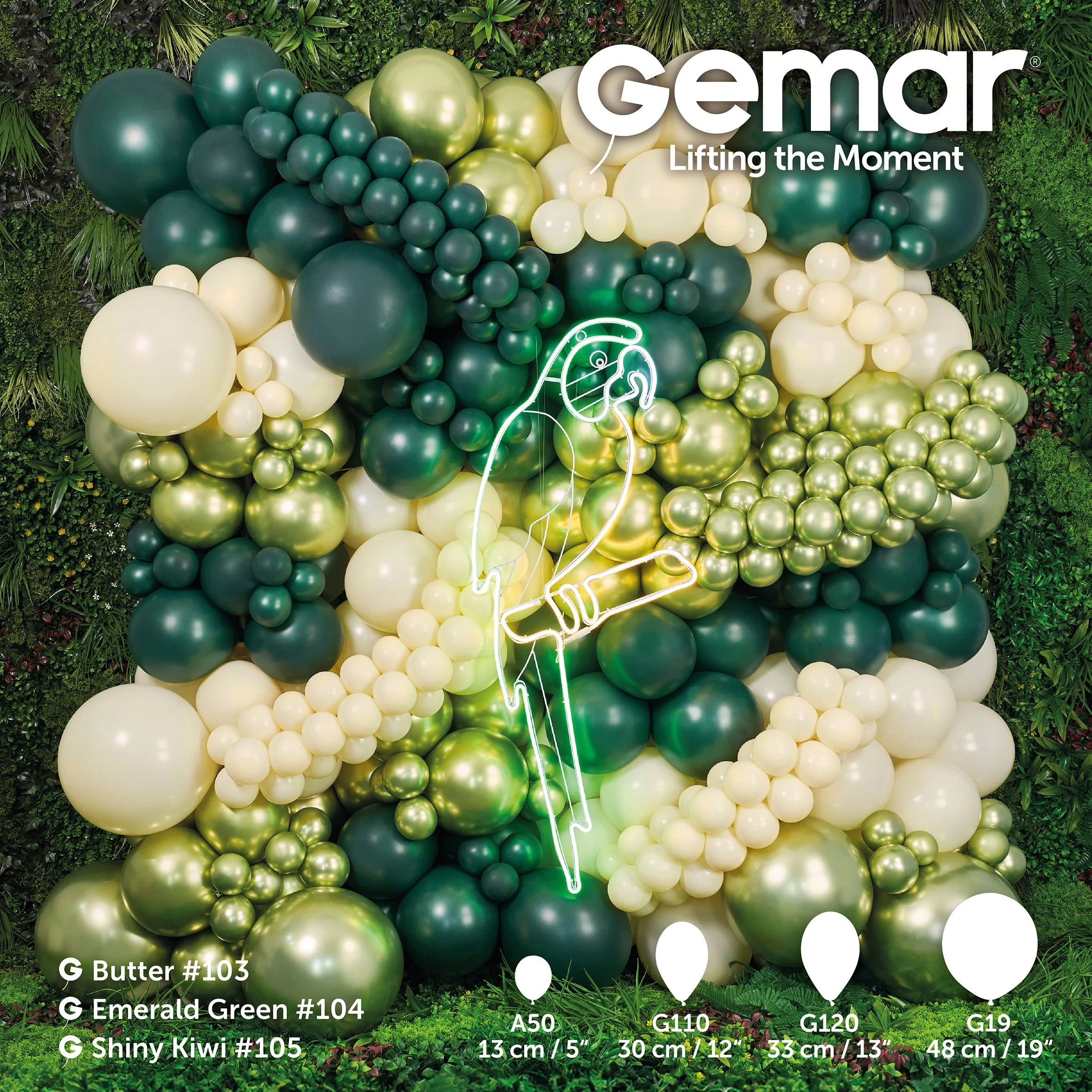 19" Gemar Latex Balloons (Bag of 25) Standard Shiny Kiwi Green - Image 5