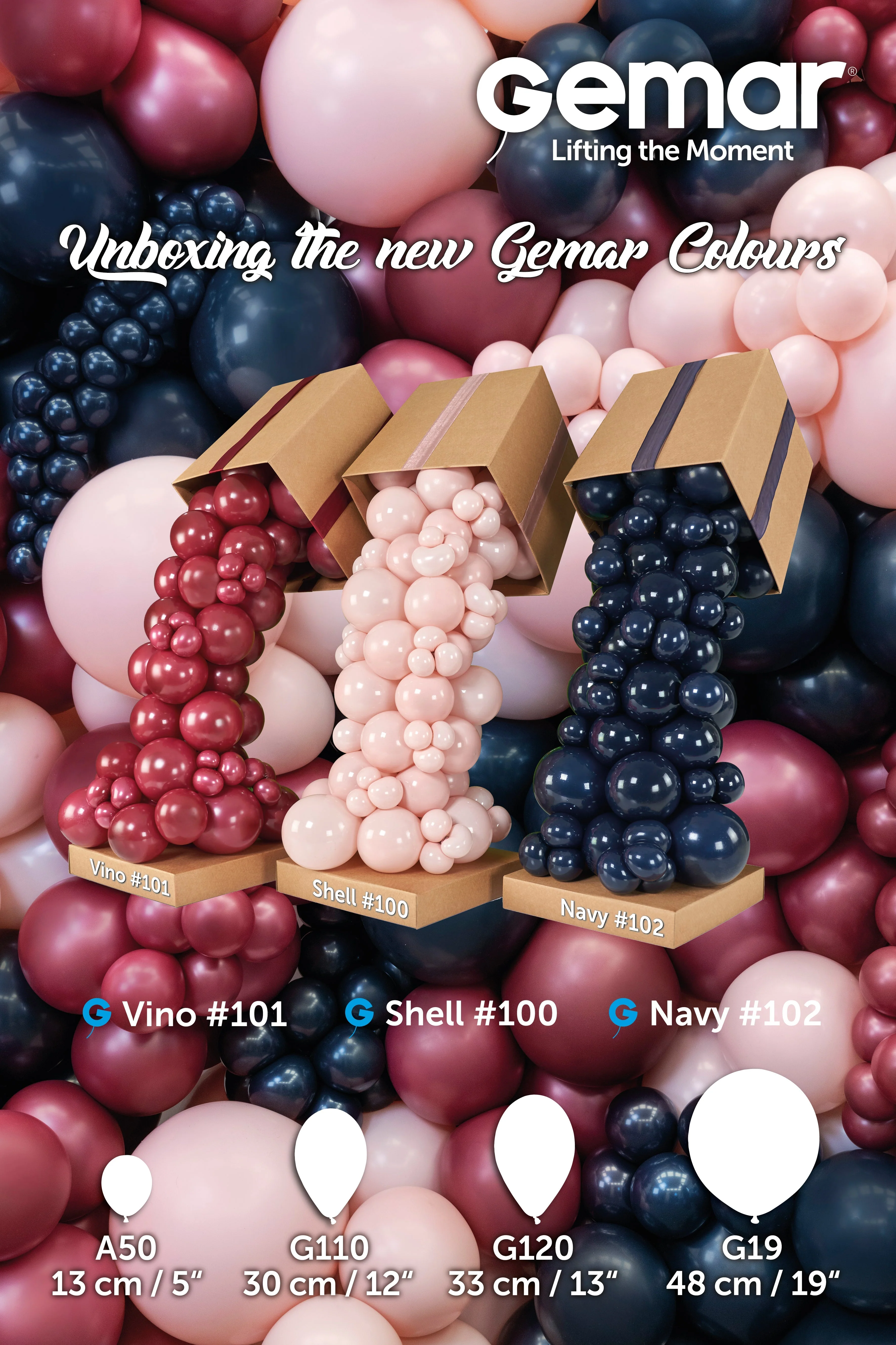 19" Gemar Latex Balloons (Bag of 25) Standard Shell - Image 4