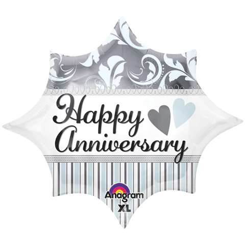20" Elegant Happy Anniversary Burst Junior Shape Balloon