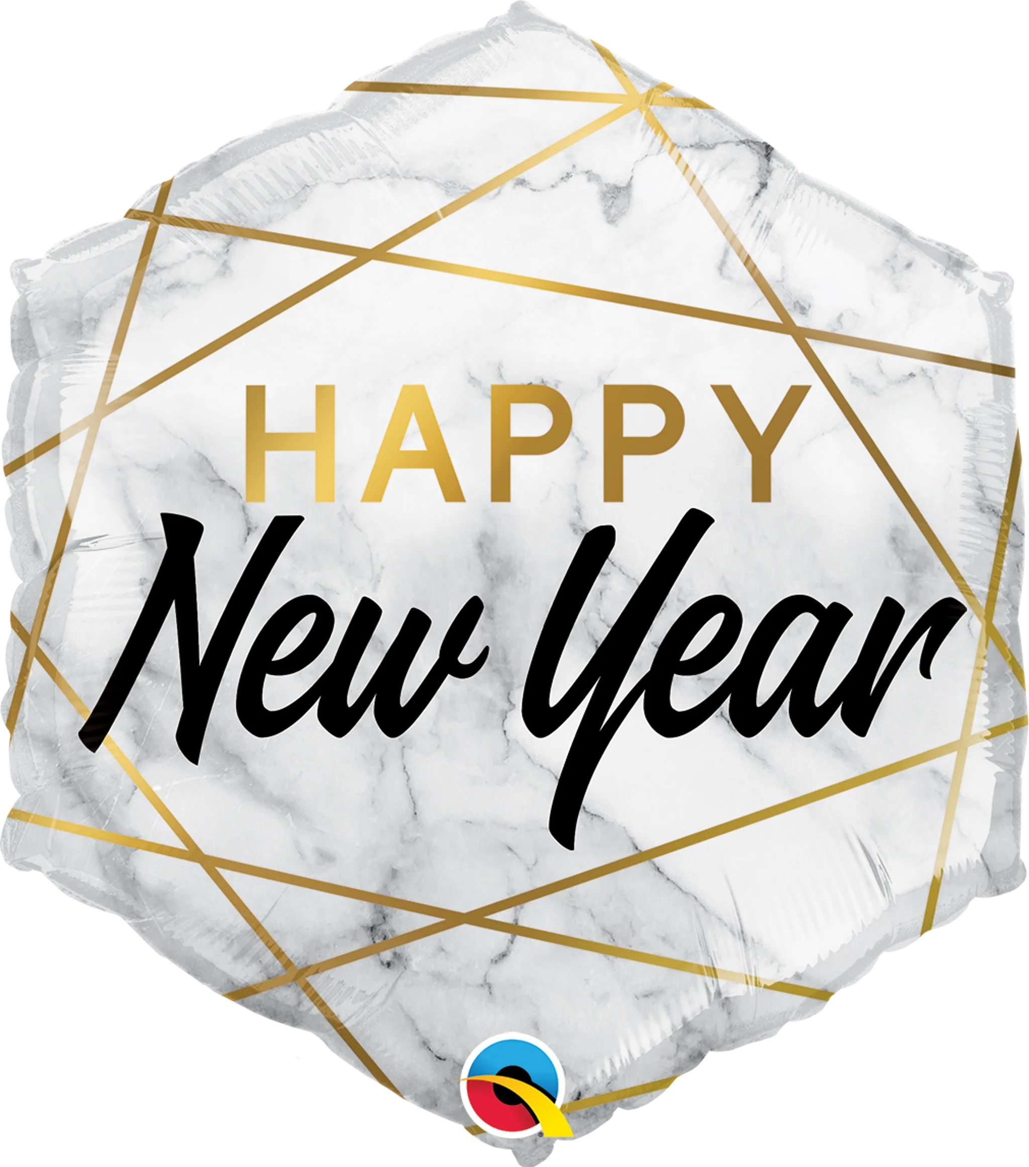 20" Hexagon New Year Marble Rectangles Foil Balloon