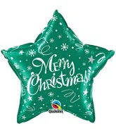 20" Merry Christmas Green Star Balloon