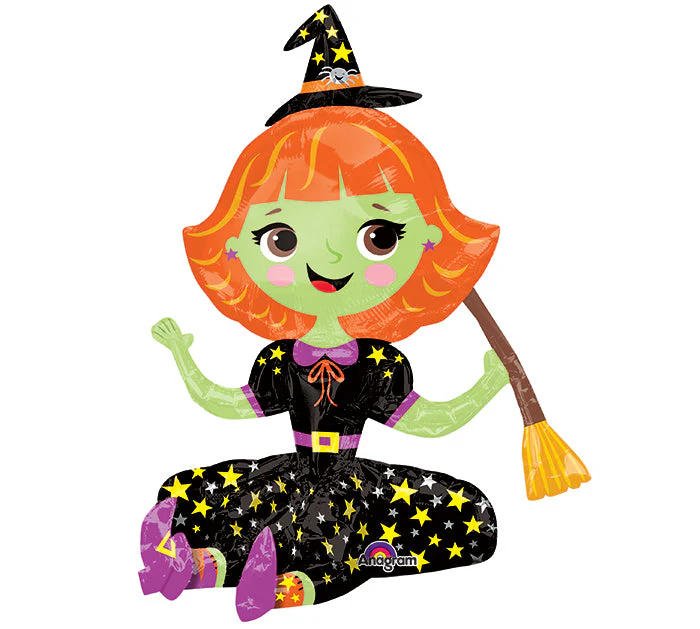 21" Airfill Only Sitting Witch Balloon Packaged