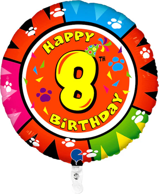 21" Animaloons Happy Birthday 8th Cat Foil Balloon