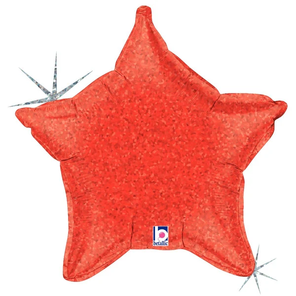 21" Holographic Star-Shaped Balloon Red Holographic Star