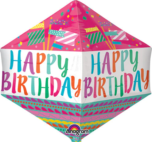 21" Jumbo Happy Birthday Fancy Flags Balloon Packaged