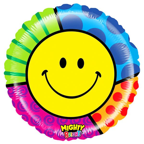 21" Mighty Bright Balloon Packaged Mighty Smiley