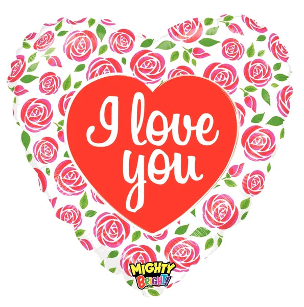 21" Mighty Bright Heart Balloon Mighty Love Roses