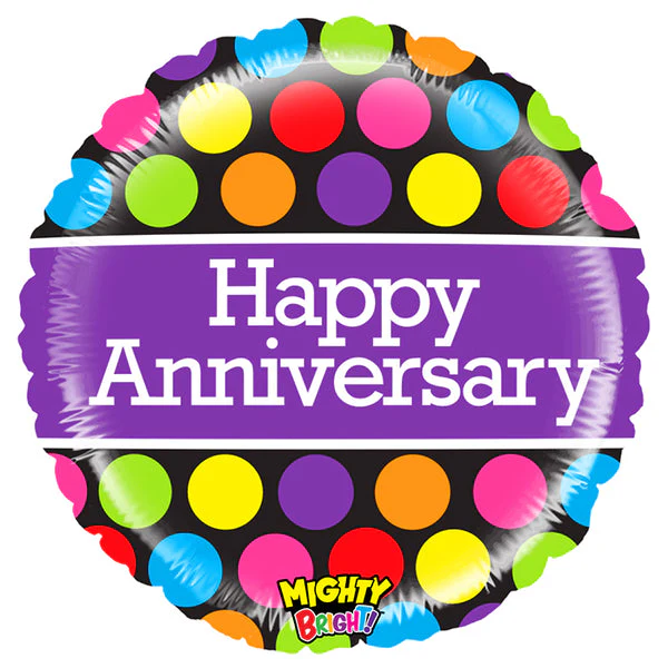 21" Mighty Bright Packaged Mighty Polka Dots Anniversary Balloon