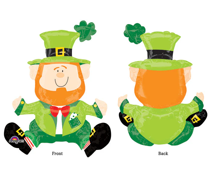 22" Airfill Only Sitting Leprechaun Balloon Packaged