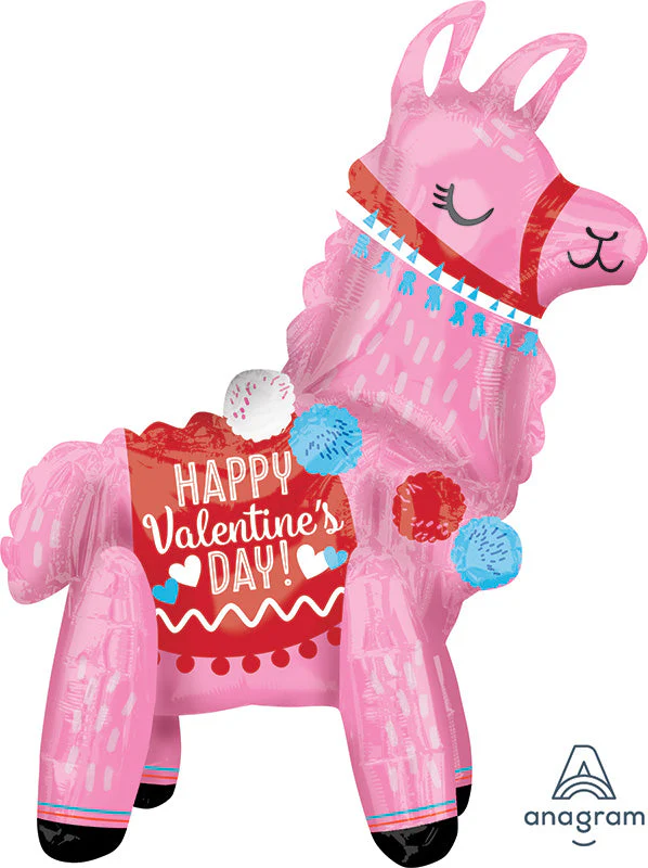22" Airfill Only Valentine Llama Foil Multi-Balloon