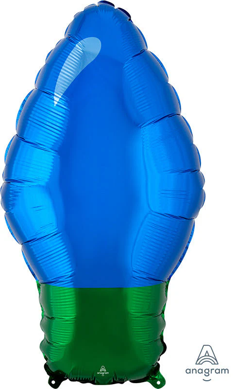 22" Blue Christmas Light Bulb Foil Balloon