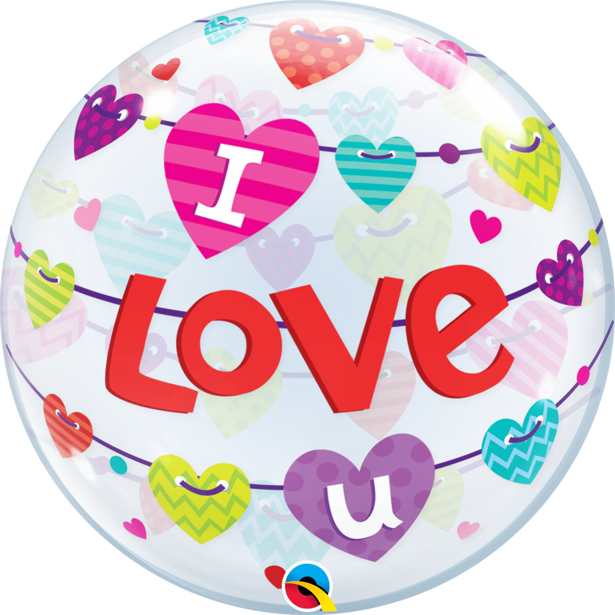 22" Bubble Balloon I Love U Banners Hearts