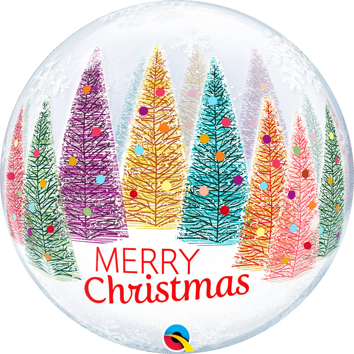 22" Christmas Trees & Snowflakes Bubble Balloon