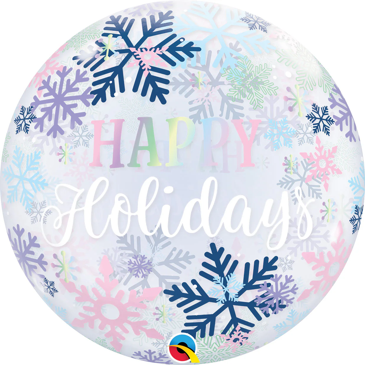 22" Happy Holidays Snowflakes Bubble Balloon