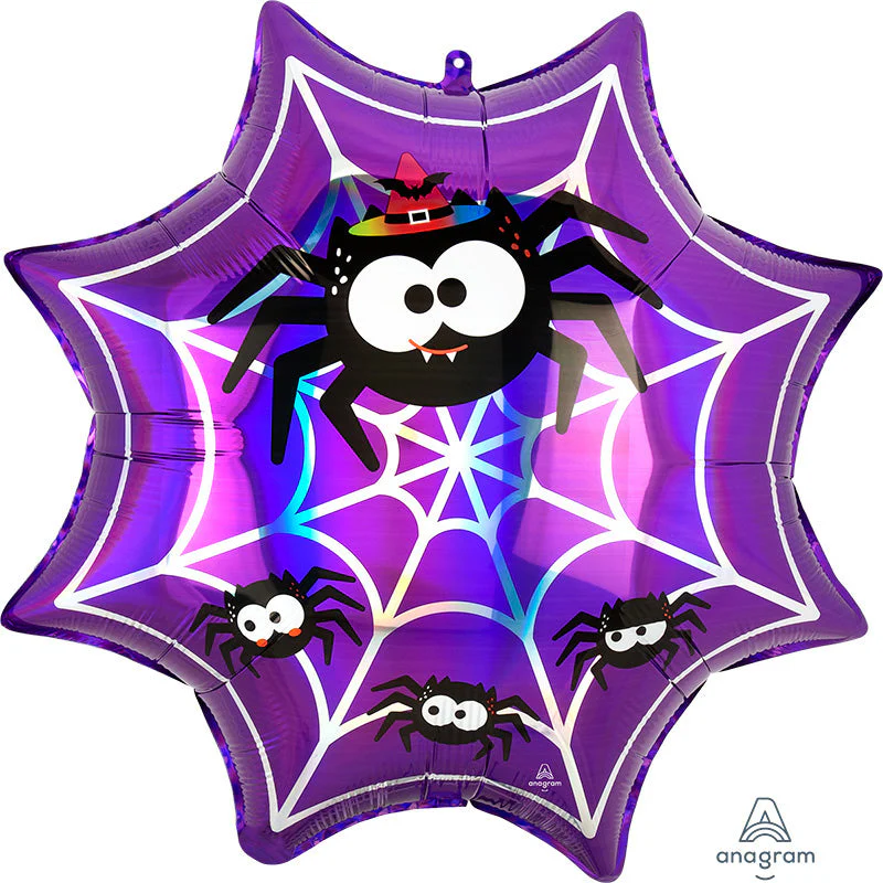 22" Holographic SuperShape Iridescent Spiderweb Foil Balloon