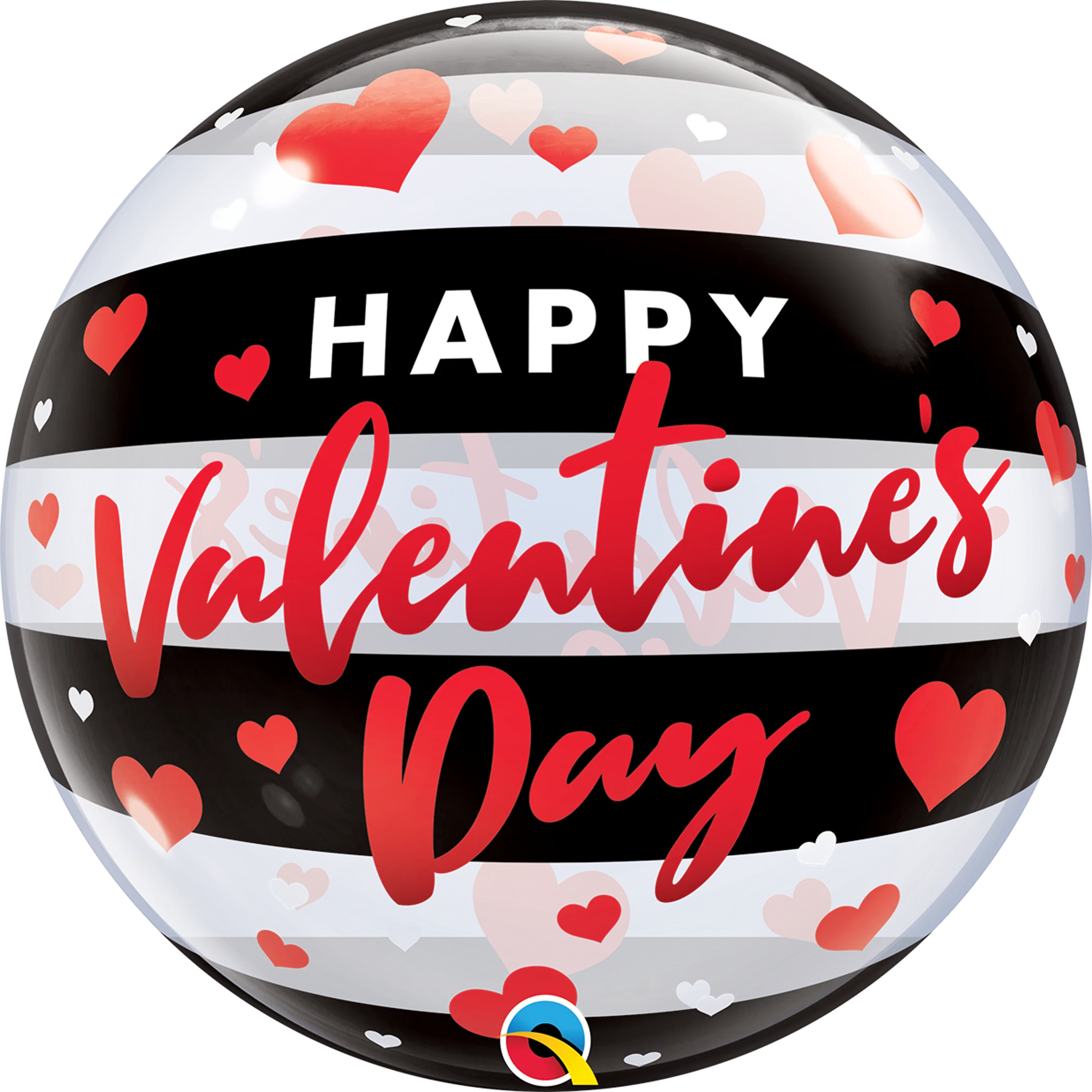 22" Valentine's Day Black Stripes Bubble Balloon
