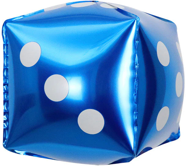 22" Blue Dice Casino Foil Balloon