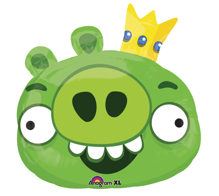 23" Angry Birds Green King Pig Shape Balloon
